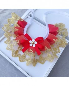 M size-Red-Pet Collar Lace...